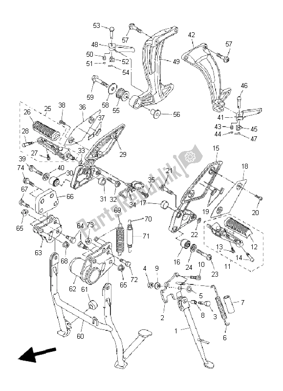 Tutte le parti per il Stand E Poggiapiedi del Yamaha FZ1 SA Fazer 1000 2009