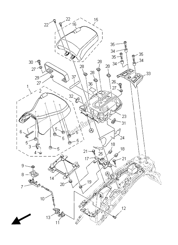 Alle onderdelen voor de Stoel van de Yamaha XT 1200Z 2015