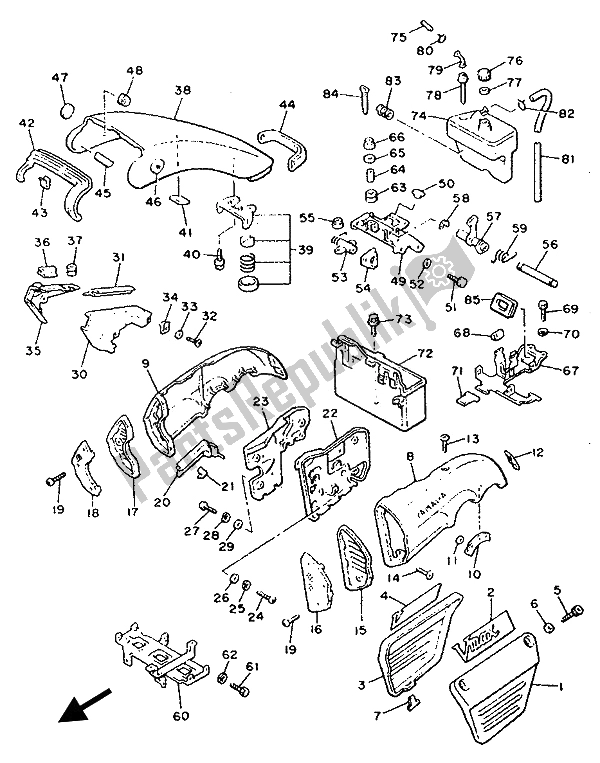 Todas las partes para Tapa Lateral Y Tanque De Aceite de Yamaha V MAX 12 1200 1993