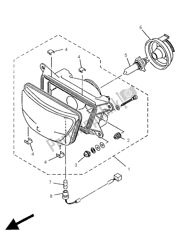 All parts for the Headlight of the Yamaha TRX 850 1998