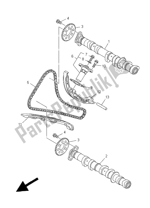 All parts for the Camshaf & Chain of the Yamaha MT 09A 900 2014