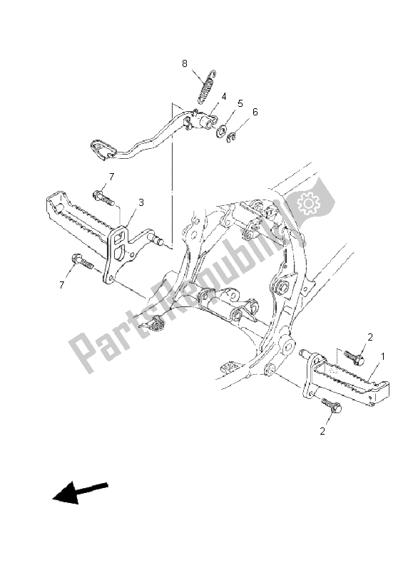 All parts for the Stand & Footrest of the Yamaha YFM 350R 2004