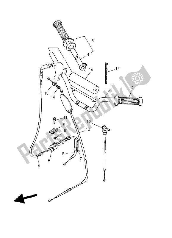 All parts for the Steering Handle & Cable of the Yamaha PW 80 2009