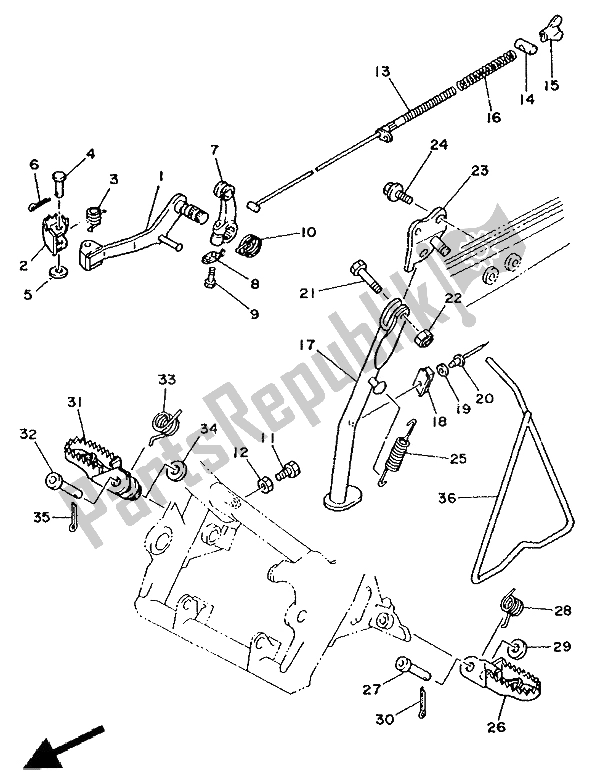 Todas las partes para Soporte Y Reposapiés de Yamaha TY 250R 1991