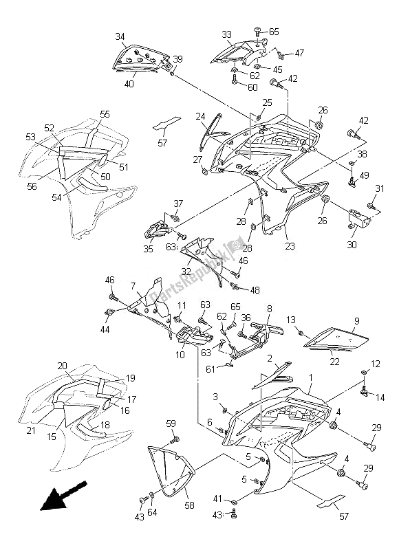 All parts for the Cowling 2 of the Yamaha FJR 1300A 2014