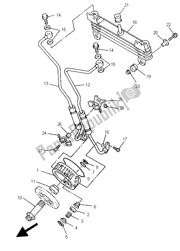 All parts for the Oil Cooler of the Yamaha XJ 600N 1999