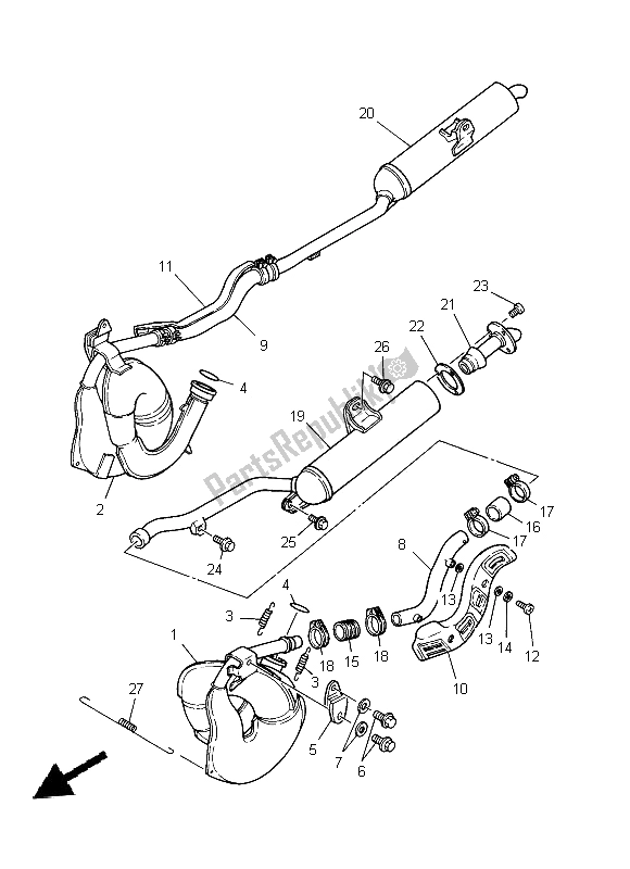 All parts for the Exhaust of the Yamaha YFZ 350 Banchee 2011