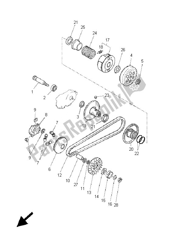 All parts for the Clutch of the Yamaha CS 50 RR LC JOG 2007