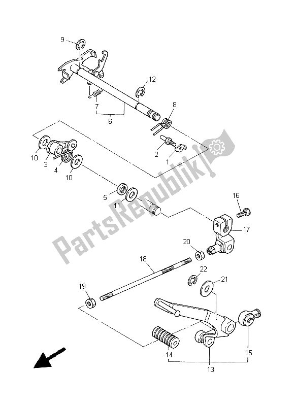 All parts for the Shift Shaft of the Yamaha XVS 650A Dragstar Classic 1999