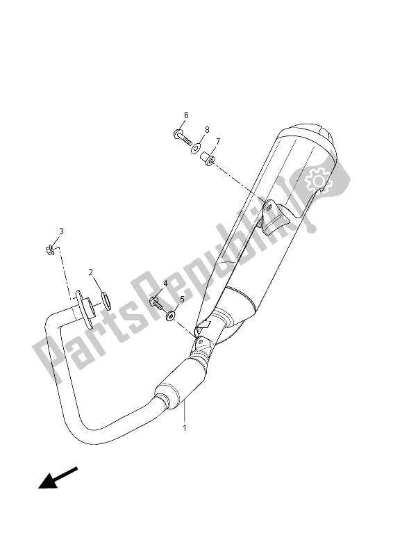 All parts for the Exhaust of the Yamaha YZF R 125A 2015