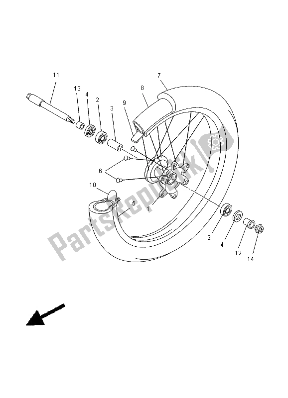 All parts for the Front Wheel of the Yamaha YZ 125 2000