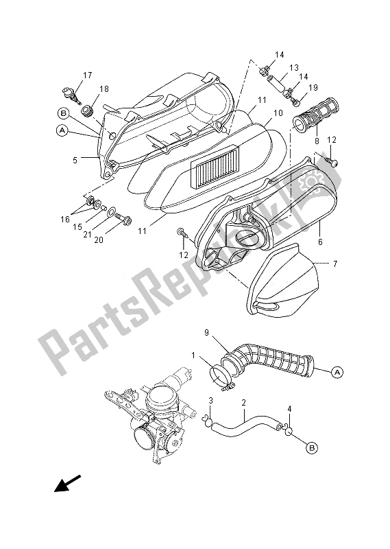 All parts for the Intake of the Yamaha VP 250 2013