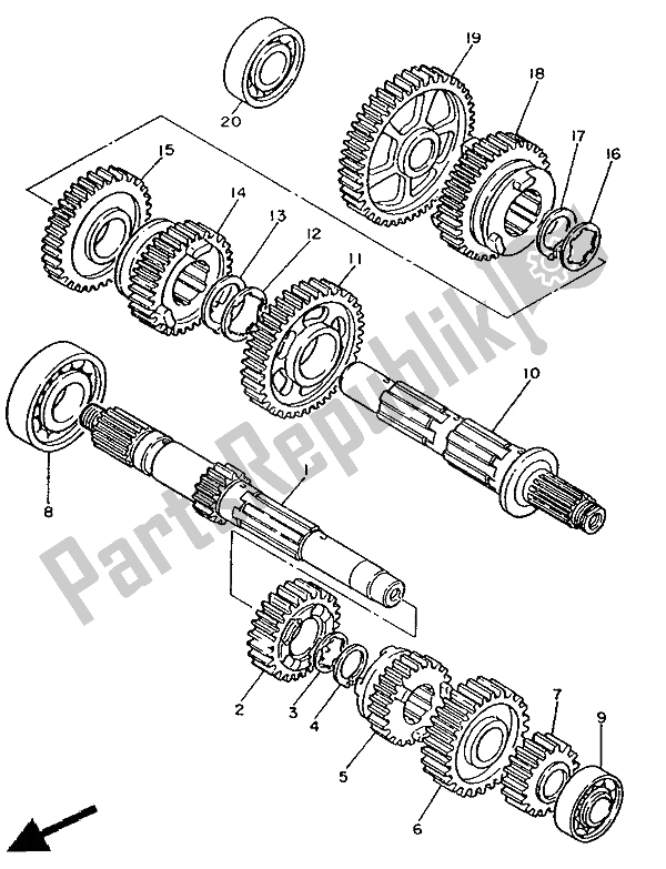 Todas las partes para Transmisión de Yamaha XV 535 Virago 1991