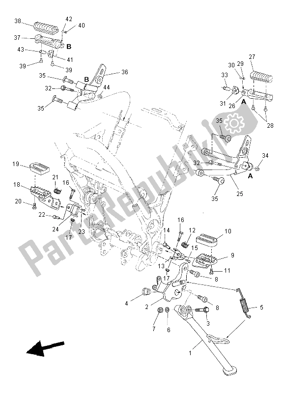 Tutte le parti per il Stand E Poggiapiedi del Yamaha XT 660Z Tenere 2008