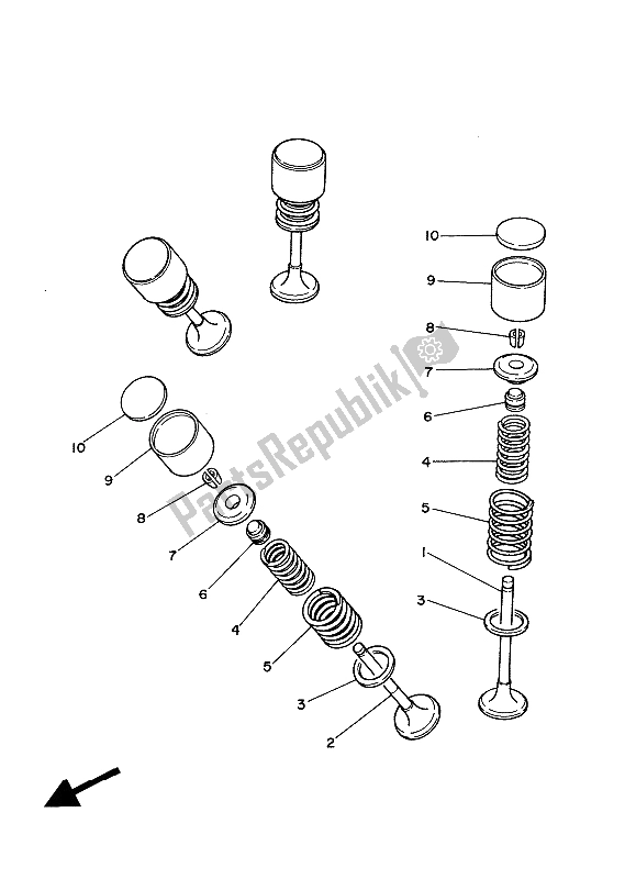 Toutes les pièces pour le Soupape du Yamaha XT 350 1988