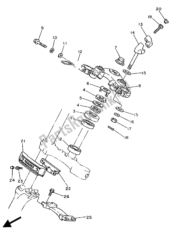 Alle onderdelen voor de Sturen van de Yamaha XV 1100 Virago 1989