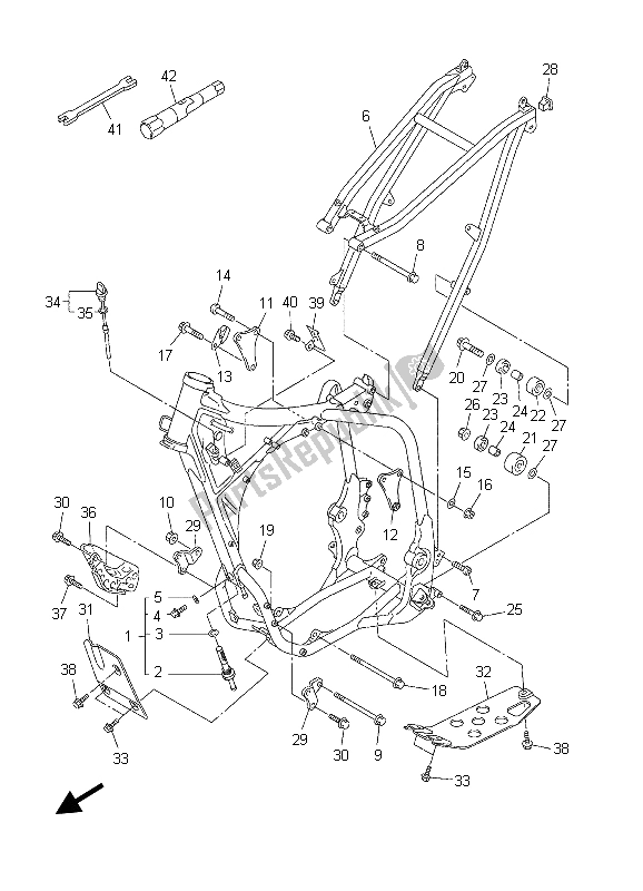 All parts for the Frame of the Yamaha YZ 450F 2003