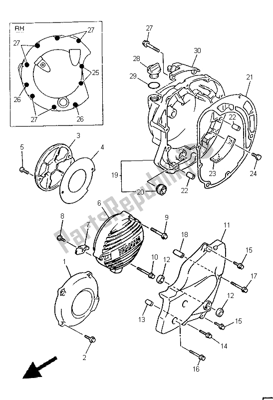 Toutes les pièces pour le Couvercle De Carter 1 du Yamaha XJ 600S 1999