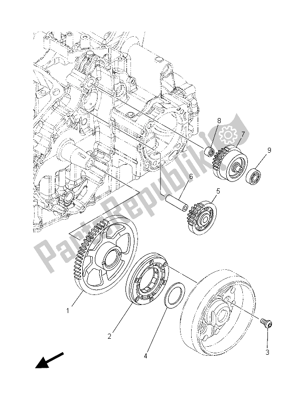 Alle onderdelen voor de Starterkoppeling van de Yamaha XT 1200Z 2015