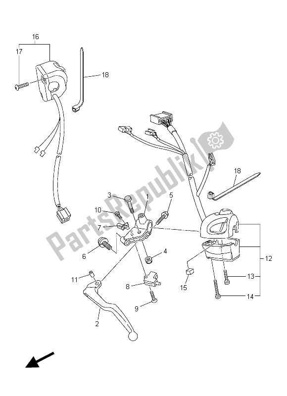 Tutte le parti per il Impugnatura Interruttore E Leva del Yamaha FZ8 N 800 2015