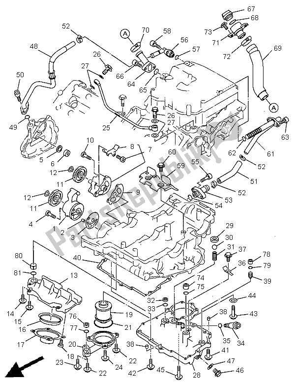 All parts for the Oil Pump of the Yamaha TDM 850 1998