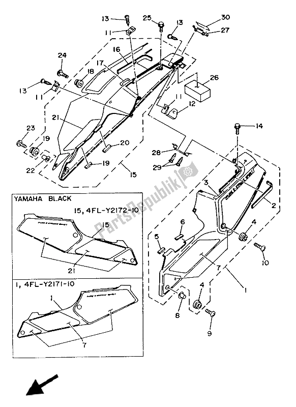 Tutte le parti per il Coperchio Laterale E Serbatoio Dell'olio del Yamaha TZR 125 1993