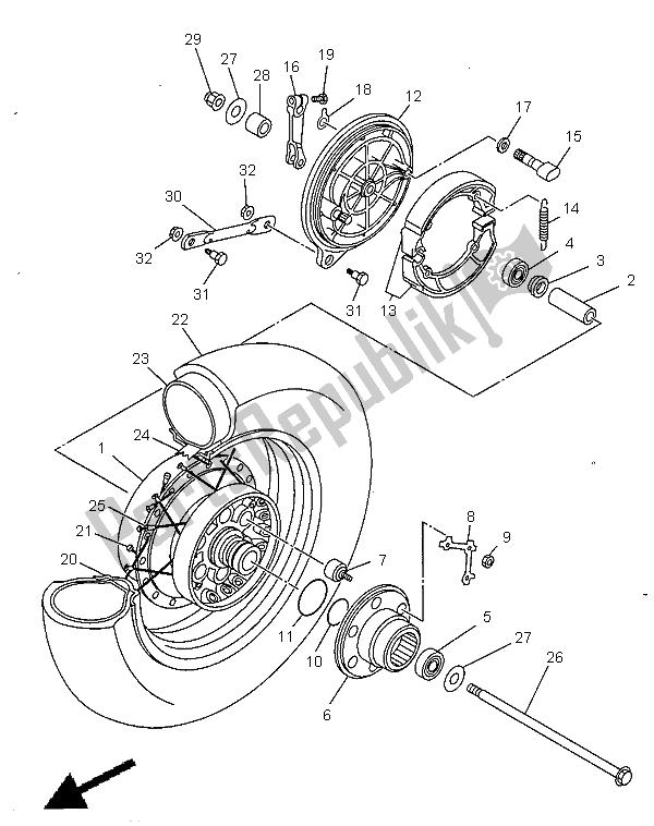 All parts for the Rear Wheel of the Yamaha XVS 650A Dragstar Classic 1998