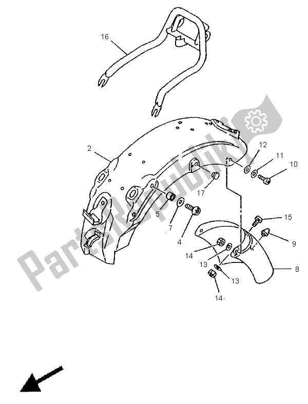 Toutes les pièces pour le Garde-boue Alternatif (swe, Por, Gr) du Yamaha XV 250 S Virago 1995