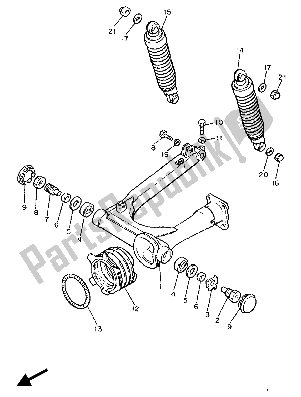 Toutes les pièces pour le Bras Arrière Et Suspension du Yamaha XJ 900 1990