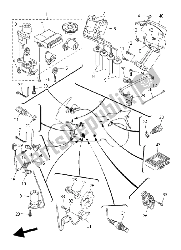 Todas las partes para Eléctrico 1 de Yamaha FJR 1300 AS 2007