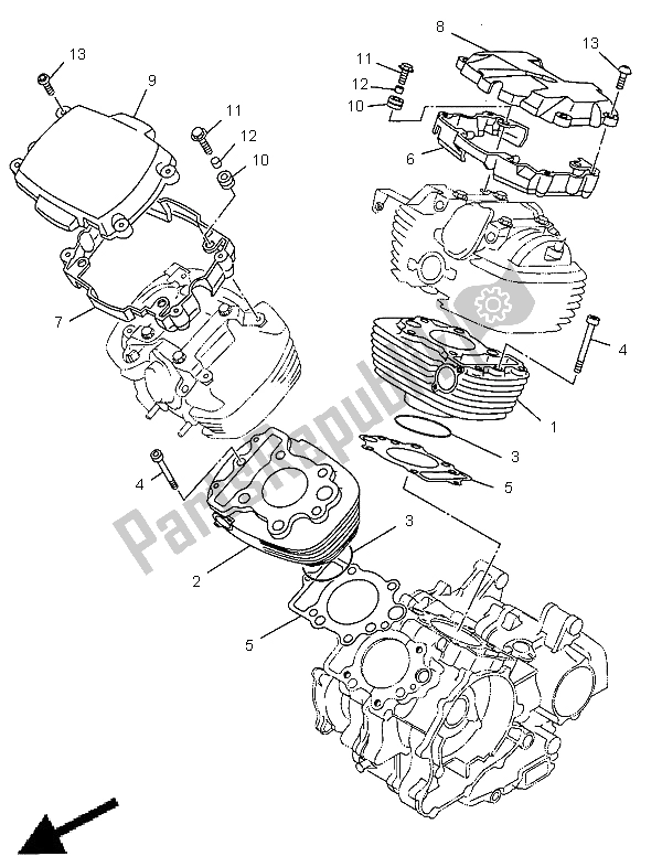 Todas las partes para Cilindro de Yamaha XVS 650 Dragstar 1998