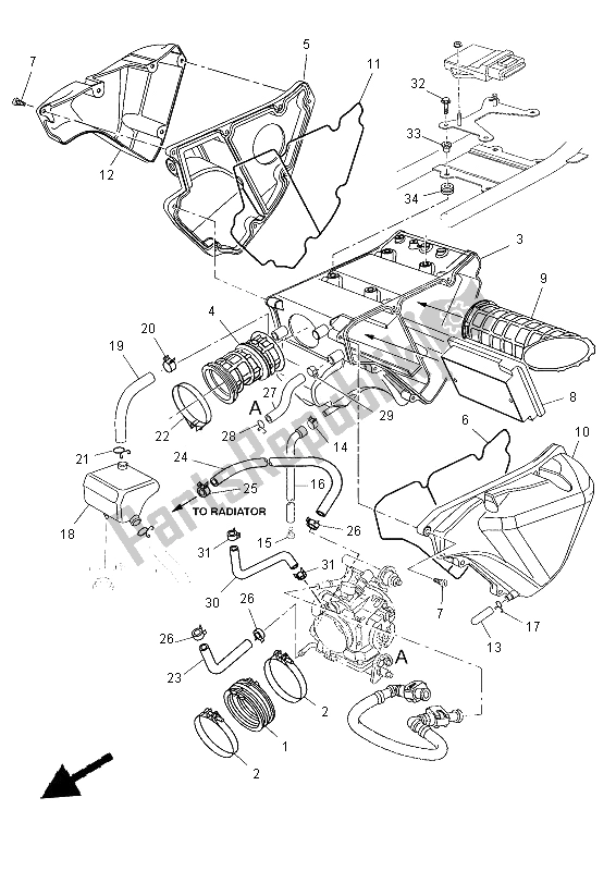 All parts for the Intake of the Yamaha MT 03 660 2012