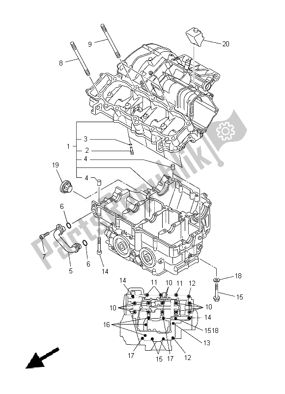 Tutte le parti per il Carter del Yamaha FZ8 N 800 2014