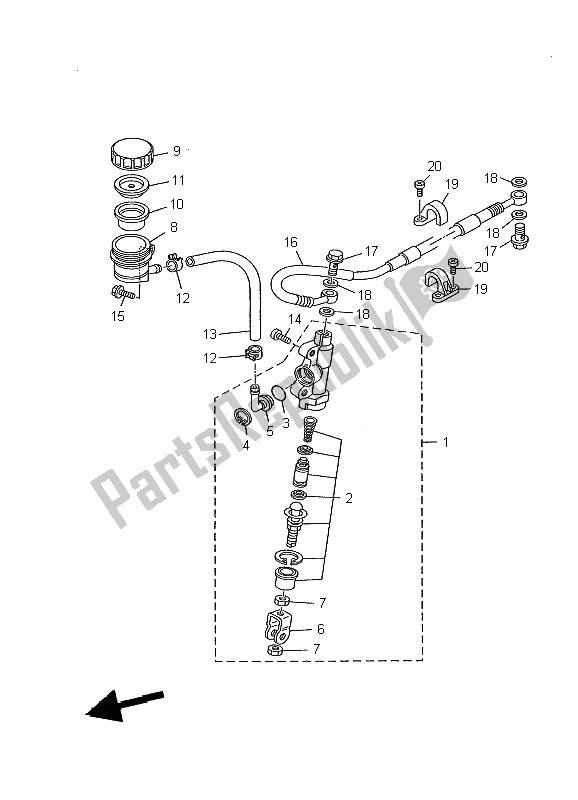 Todas las partes para Cilindro Maestro Trasero de Yamaha YZ 125 2002