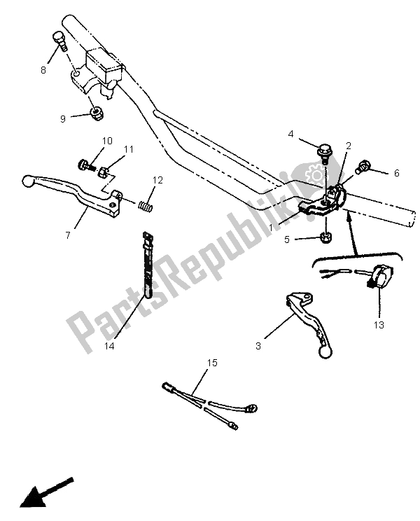 All parts for the Handle Switch & Lever of the Yamaha YZ 80 LW 1995