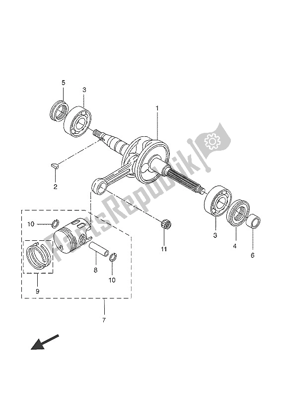 All parts for the Crankshaft & Piston of the Yamaha NS 50N 2016