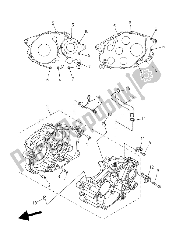 All parts for the Crankcase of the Yamaha XT 660R 2010