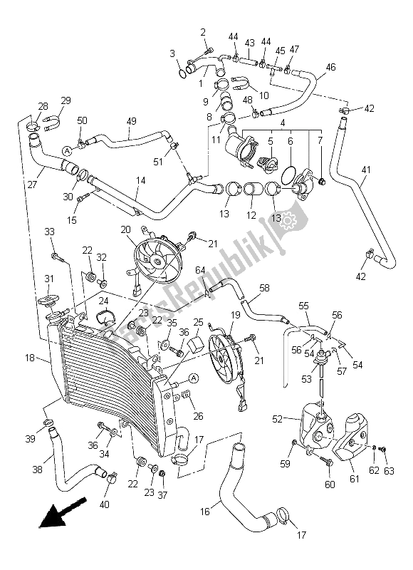 All parts for the Radiator & Hose of the Yamaha YZF R1 1000 2014