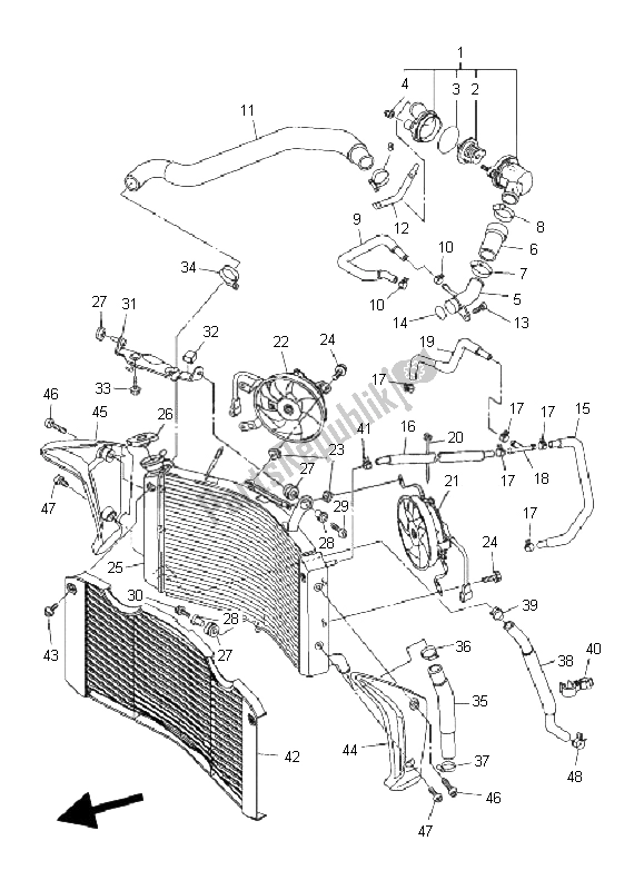 All parts for the Radiator & Hose of the Yamaha FZ1 S Fazer 1000 2009