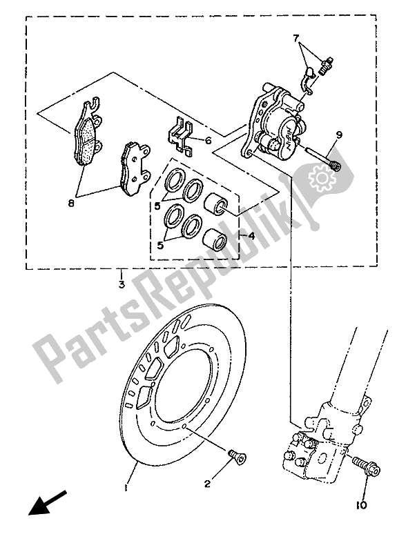 Tutte le parti per il Pinza Freno Anteriore del Yamaha YZ 125 LC 1992