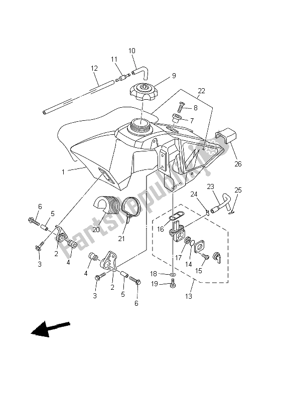 All parts for the Fuel Tank of the Yamaha YZ 85 SW LW 2002