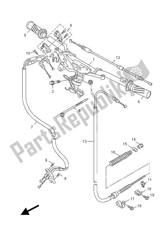 Todas las partes para Manija De Dirección Y Cable de Yamaha HW 125 2012