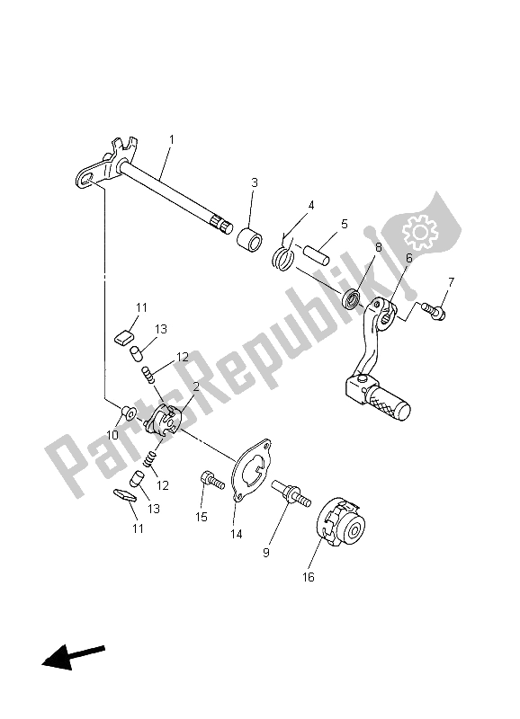 All parts for the Shift Shaft of the Yamaha WR 450F 2006