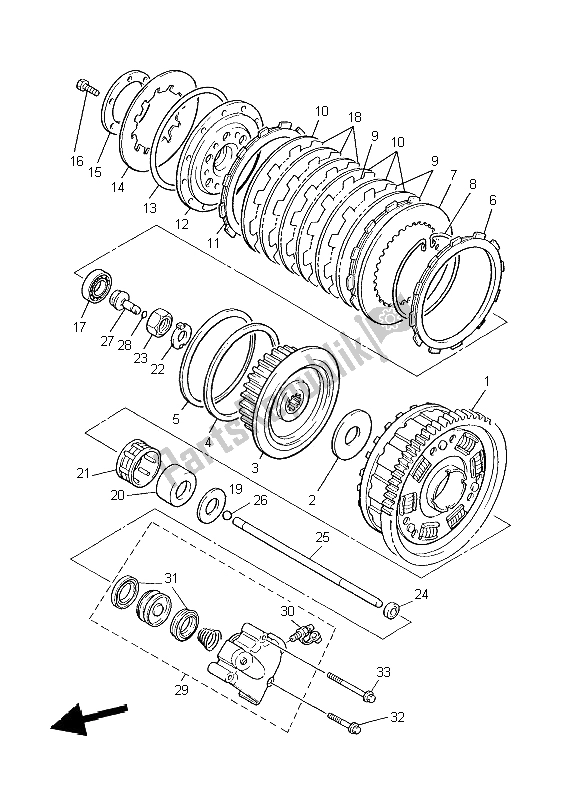 All parts for the Clutch of the Yamaha XJR 1300 2004