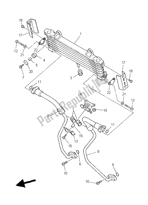 All parts for the Oil Cooler of the Yamaha XJR 1300 2004