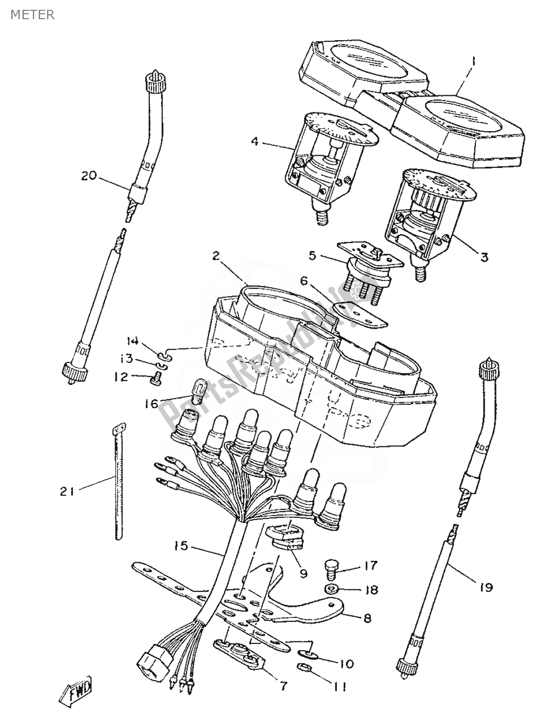 Alle onderdelen voor de Meter van de Yamaha RD 75 1991
