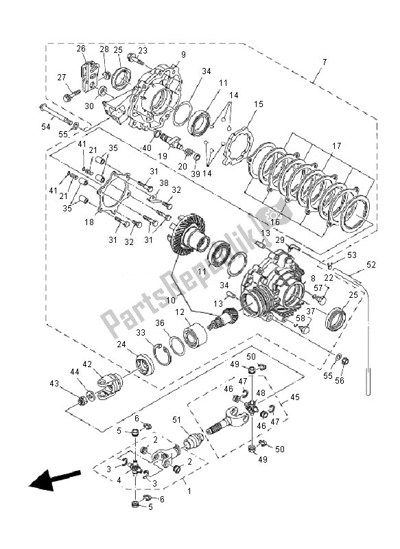 All parts for the Drive Shaft of the Yamaha YFM 350F Grizzly 2X4 2007