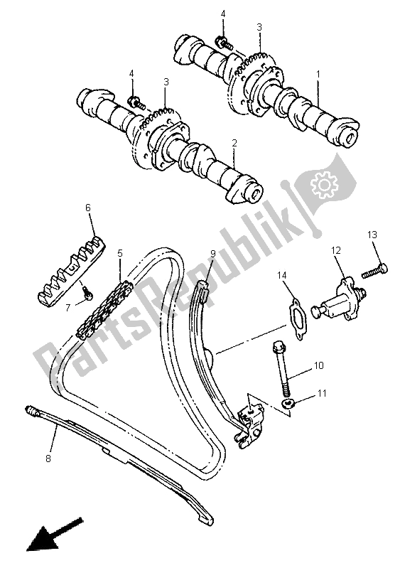 Toutes les pièces pour le Arbre à Cames Et Chaîne du Yamaha XJ 600N 1996