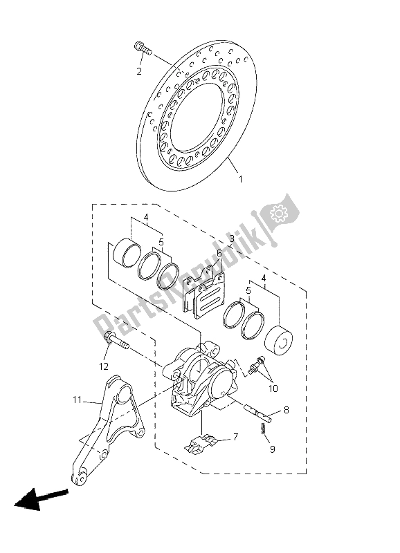 Tutte le parti per il Pinza Freno Posteriore del Yamaha XJR 1300 2002