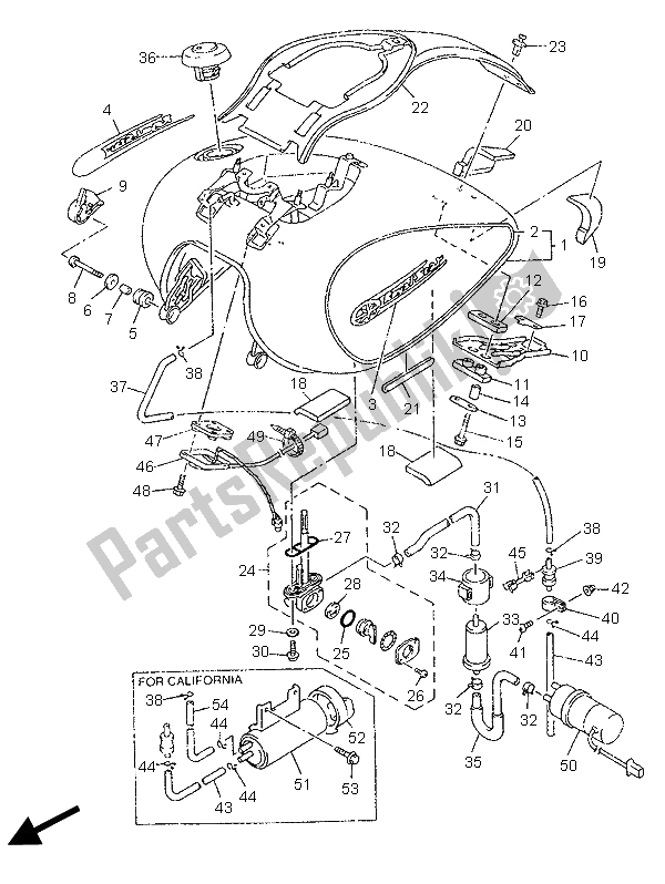 Todas las partes para Depósito De Combustible de Yamaha XVZ 1300 Royalstar 1996